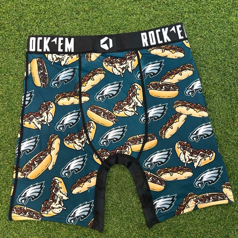 Rock Em Philadelphia Eagles Cheesesteak Boxer Briefs Mens Large Midnight Green